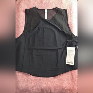 Black Women's SCULPT CROPPED TANK WITH LACE TRIM